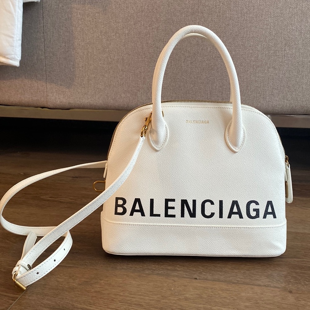 BALENCIAGA  • White Leather Small Ville Bag